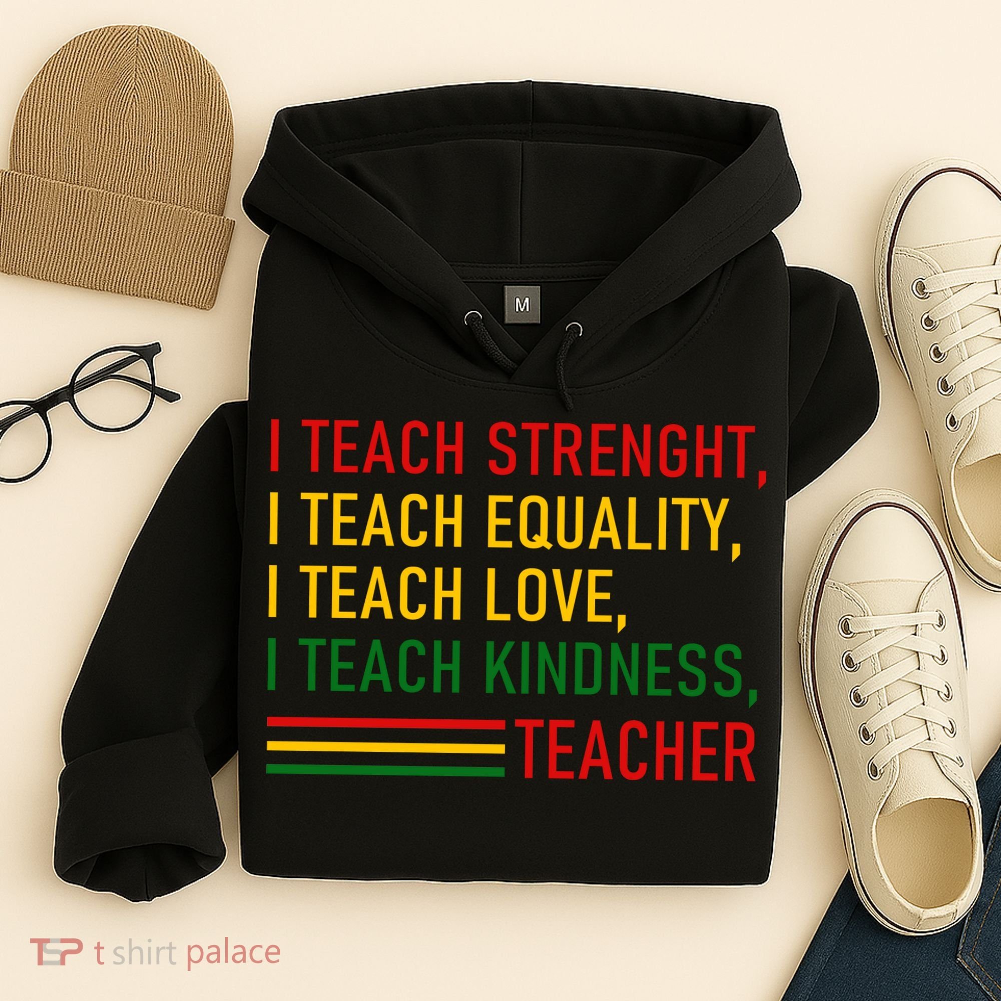 Black History Teacher Teach Strenght Equality Love Kindness Hoodie