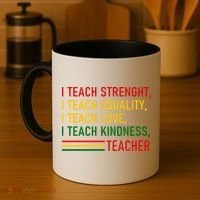 Black History Teacher Teach Strenght Equality Love Kindness Coffee Mug thumb 4