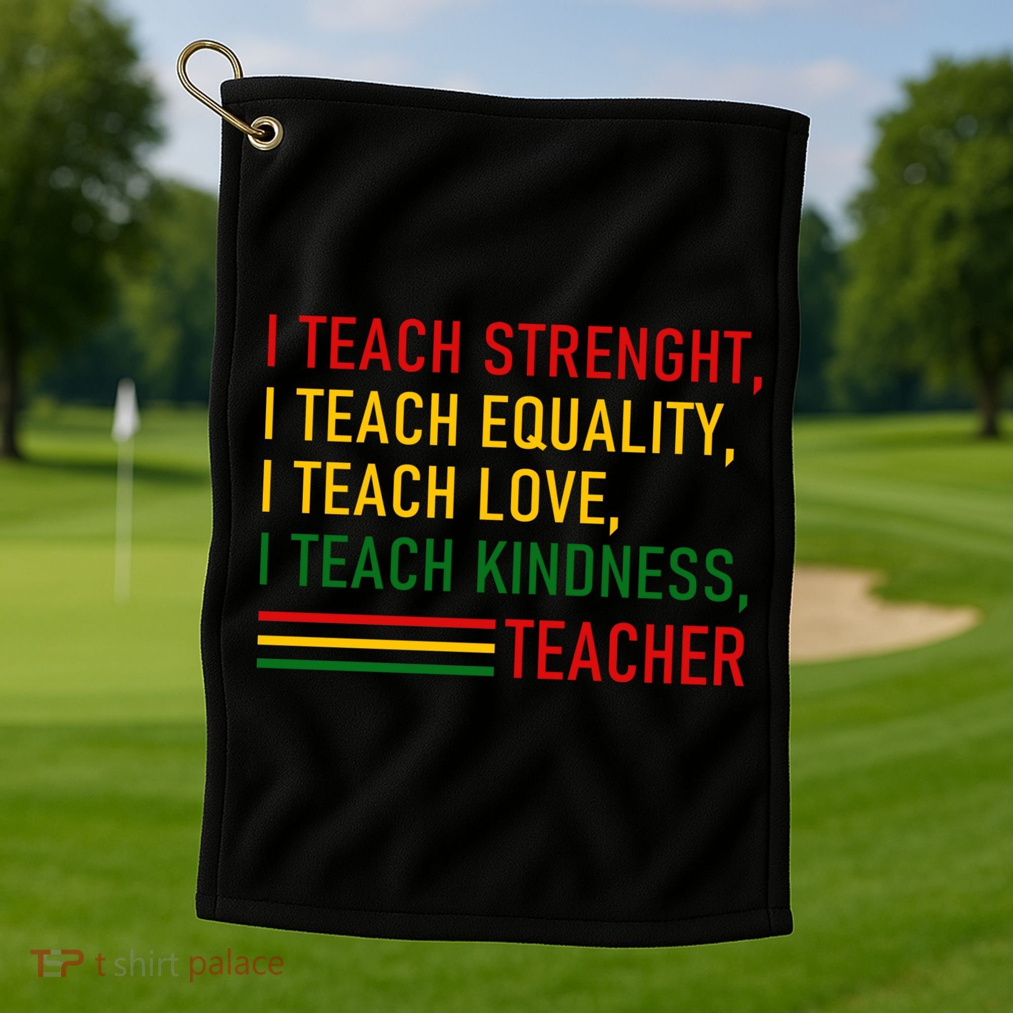Black History Teacher Teach Strenght Equality Love Kindness Golf Towel