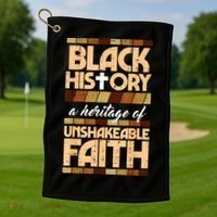 Black History Unshakeable Faith Christian Golf Towel thumb 1