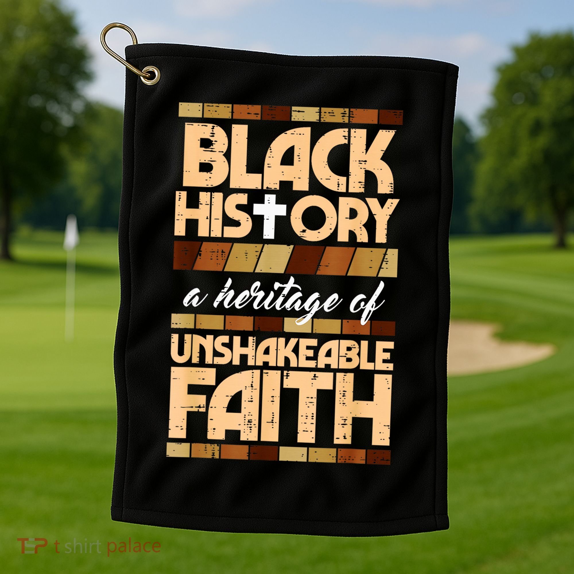Black History Unshakeable Faith Christian Golf Towel