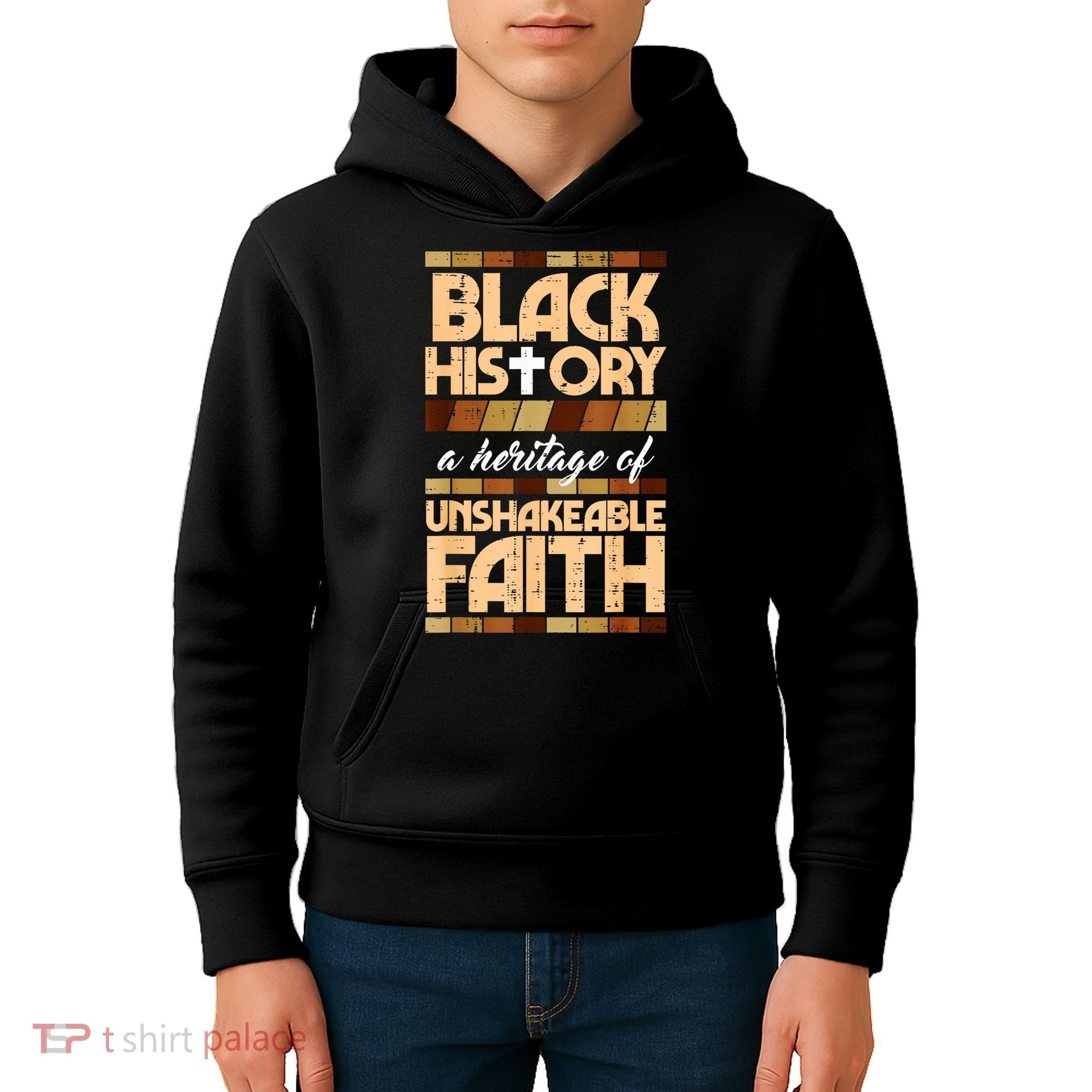 Black History Unshakeable Faith Christian Kids Hoodie