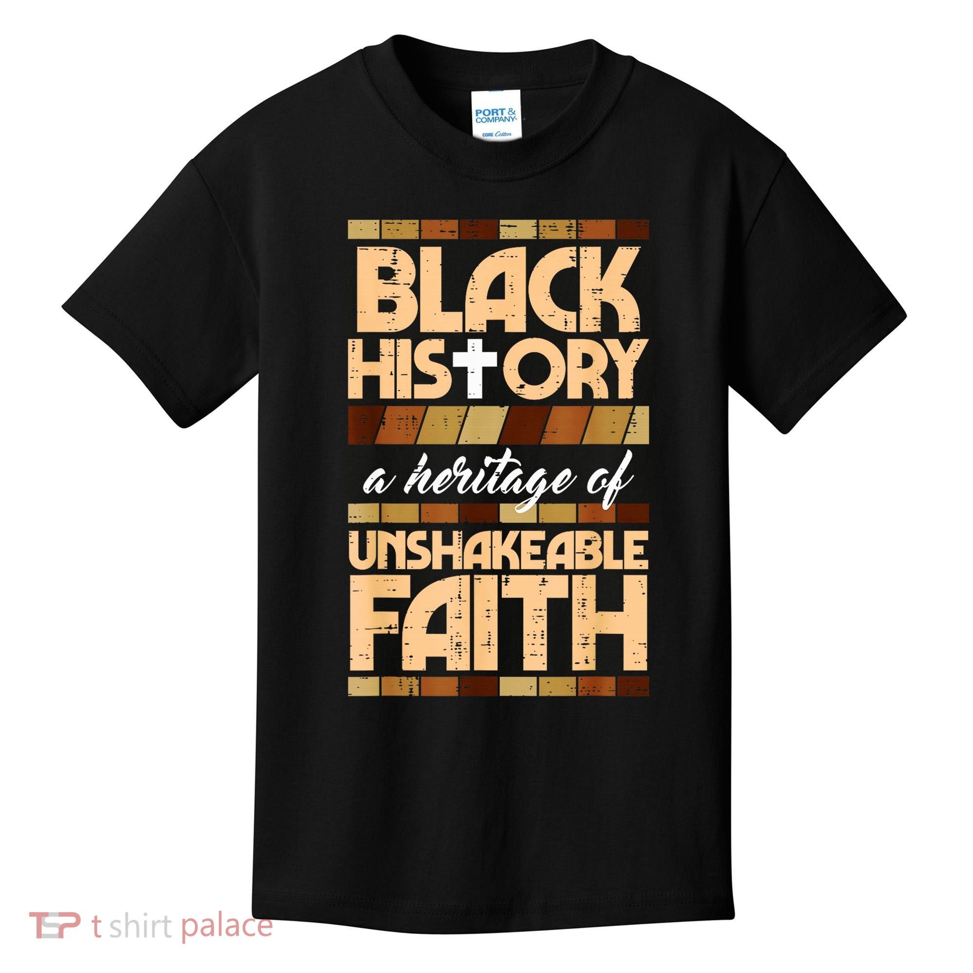Black History Unshakeable Faith Christian Kids T-Shirt