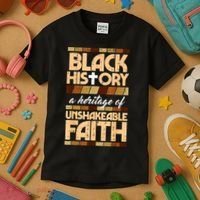 Black History Unshakeable Faith Christian Kids T-Shirt thumb 3