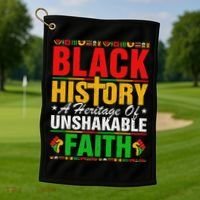 Black History Unshakeable Faith Junenth African American Golf Towel thumb 1