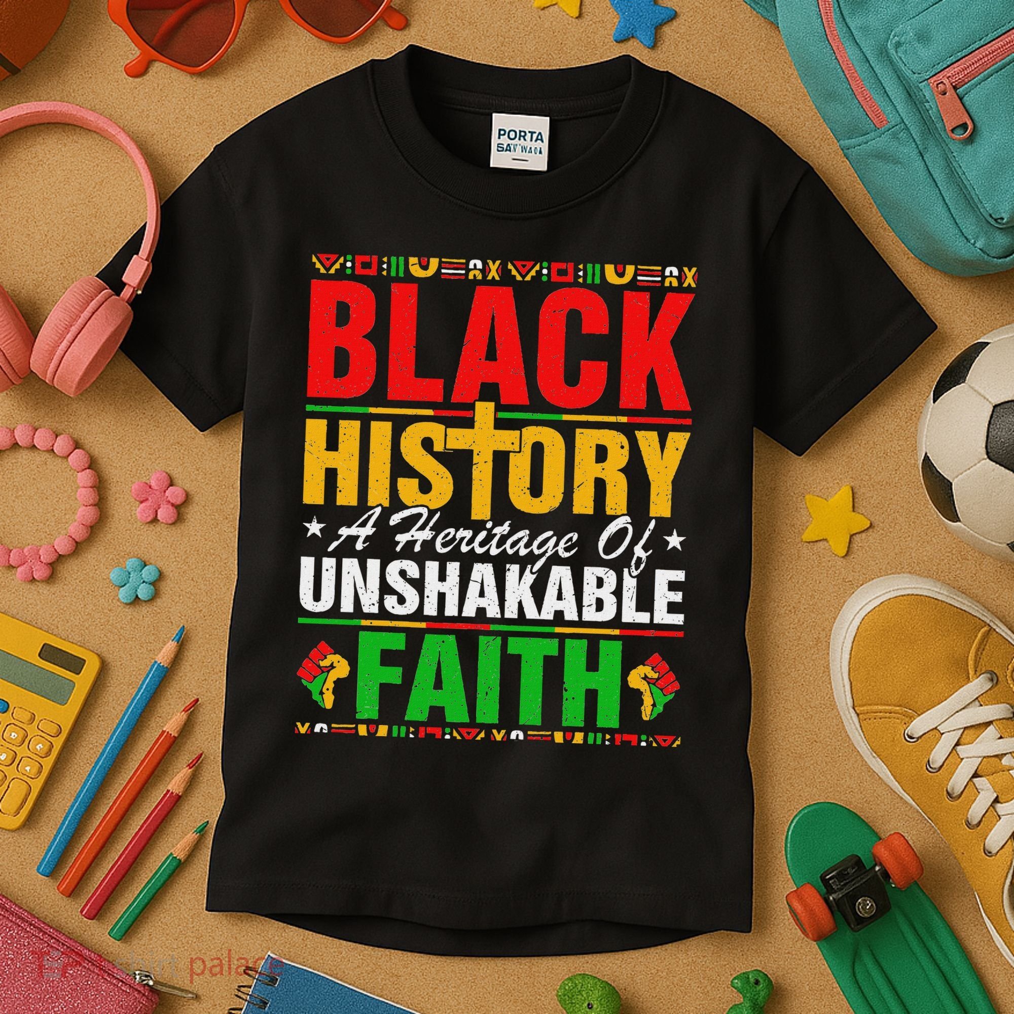 Black History Unshakeable Faith Junenth African American Kids T-Shirt
