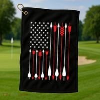 Bow Hunting Usa American Flag Archery Cute Gift Bow Hunter Golf Towel thumb 1