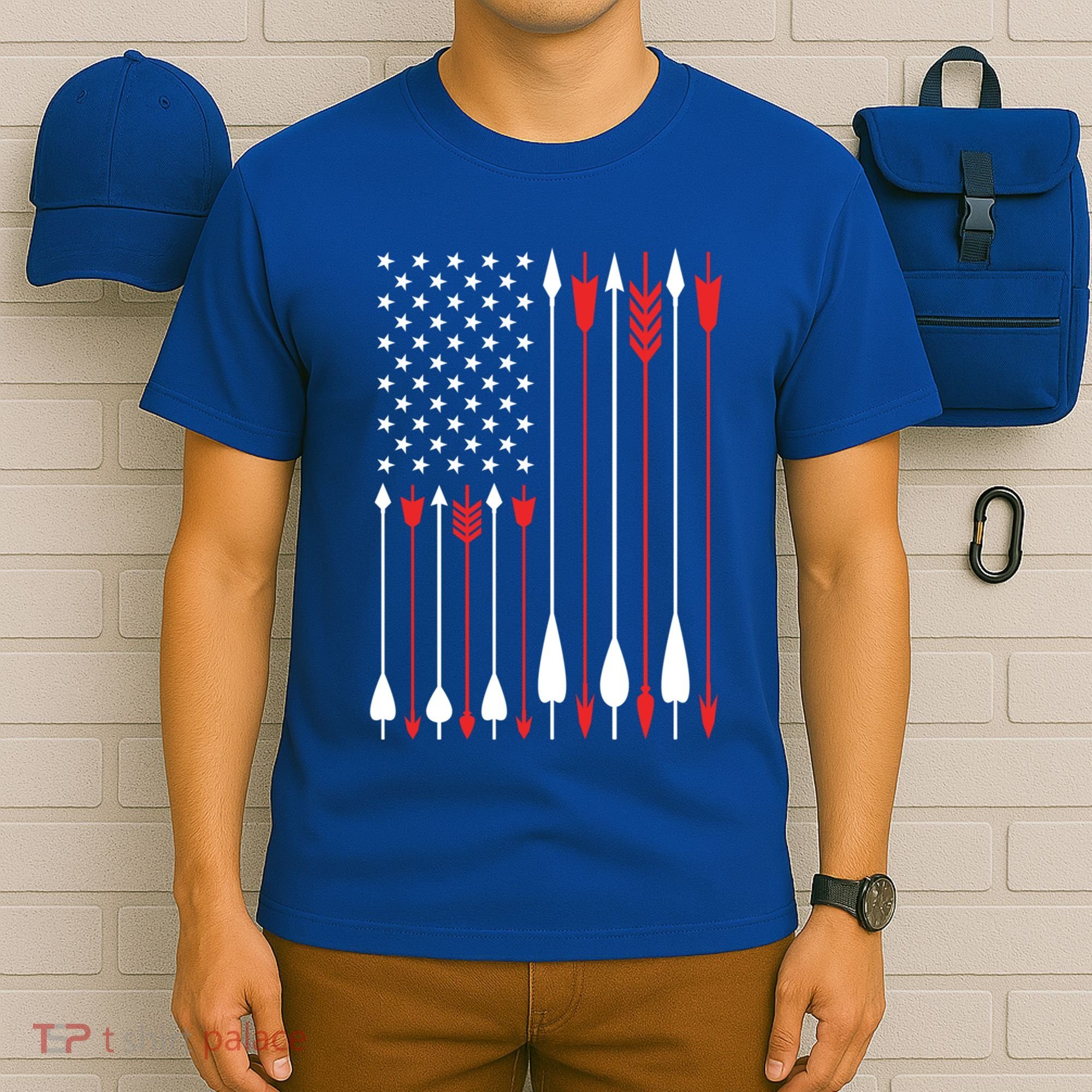 Bow Hunting Usa American Flag Archery Cute Gift Bow Hunter T-Shirt