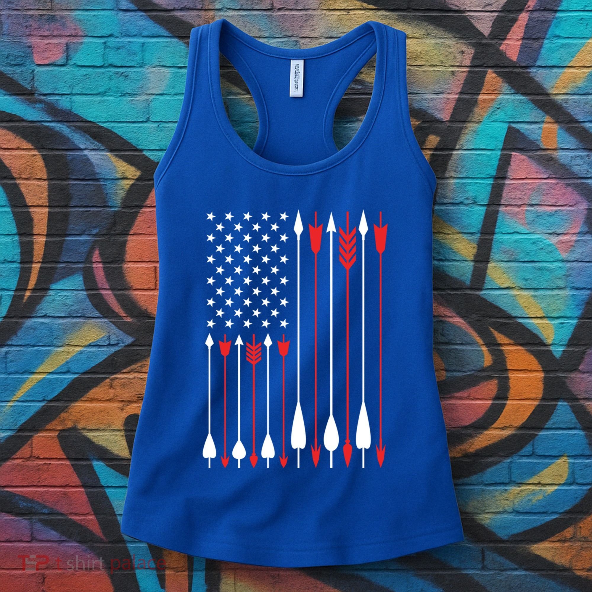 Bow Hunting Usa American Flag Archery Cute Gift Bow Hunter Women's Tank Top