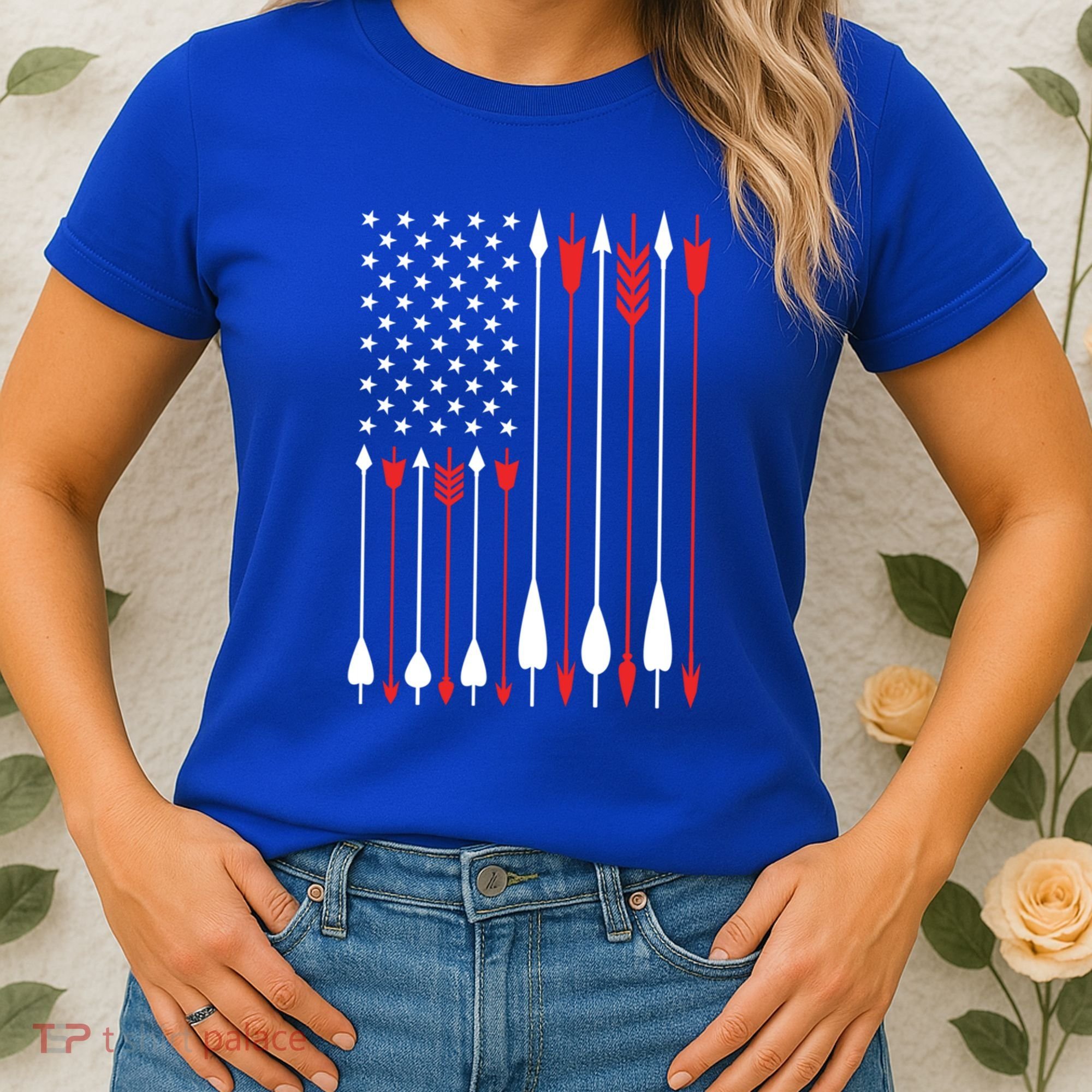 Bow Hunting Usa American Flag Archery Cute Gift Bow Hunter Women's T-Shirt