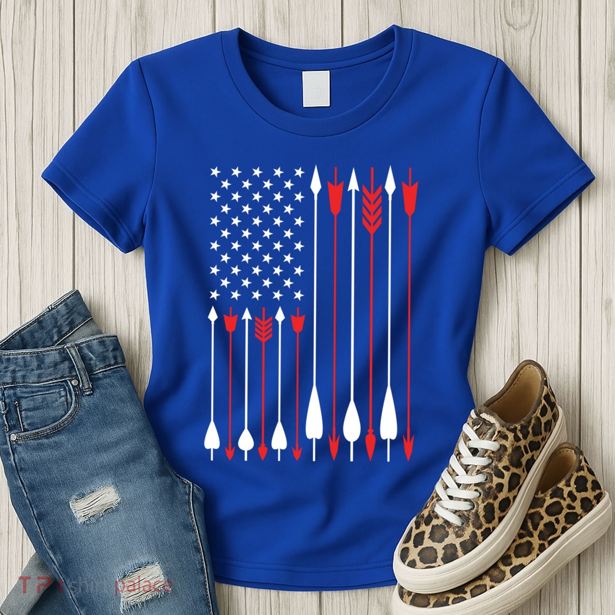 Bow Hunting Usa American Flag Archery Cute Gift Bow Hunter Women's T-Shirt
