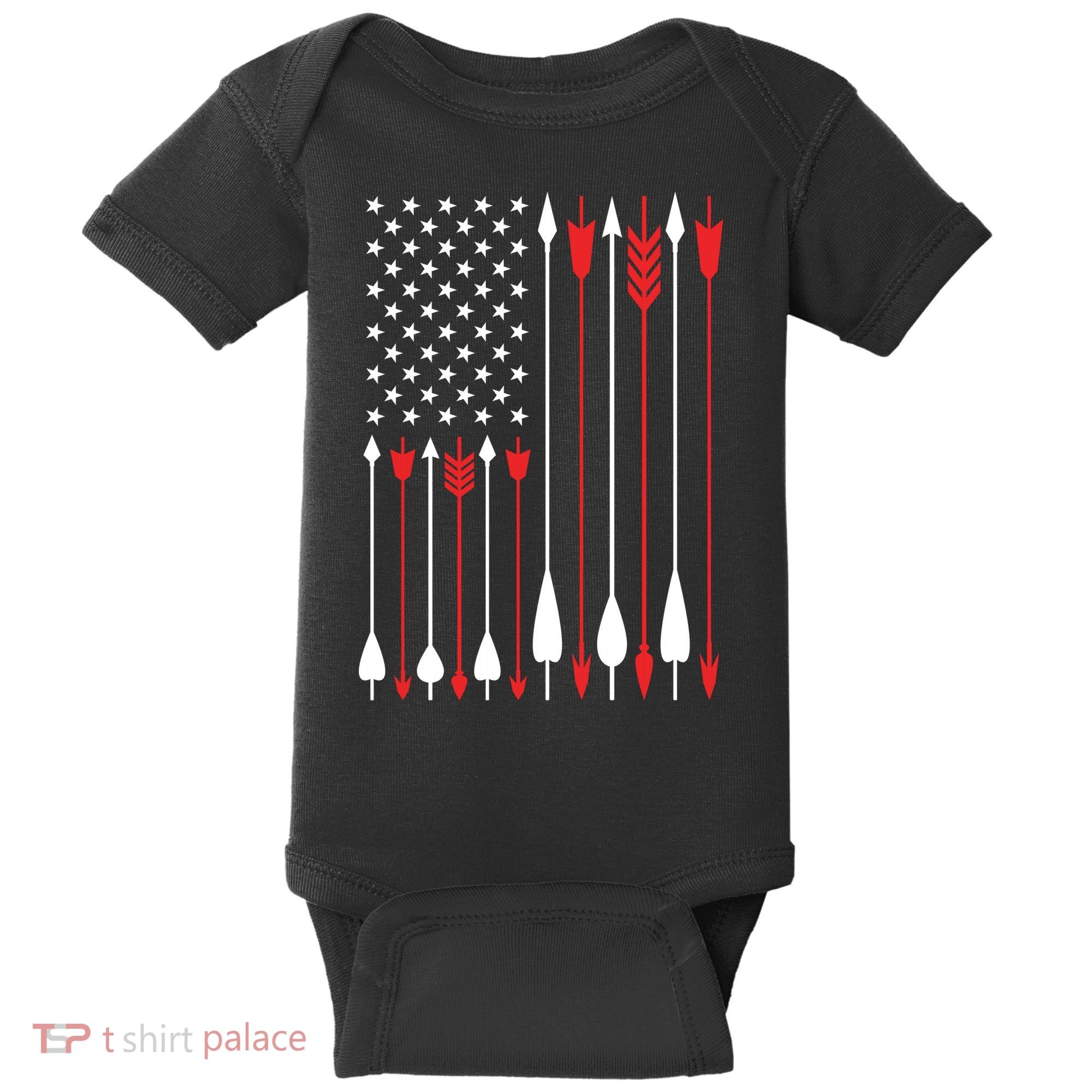 Bow Hunting USA American Flag Archery Hoodie Bow Hunter Baby Bodysuit