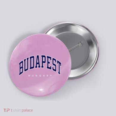 Budapest Hungary Varsity Style Button