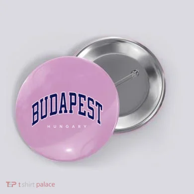 Budapest Hungary Varsity Style Button