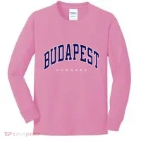 Budapest Hungary Varsity Style Kids Long Sleeve Shirt thumb 0