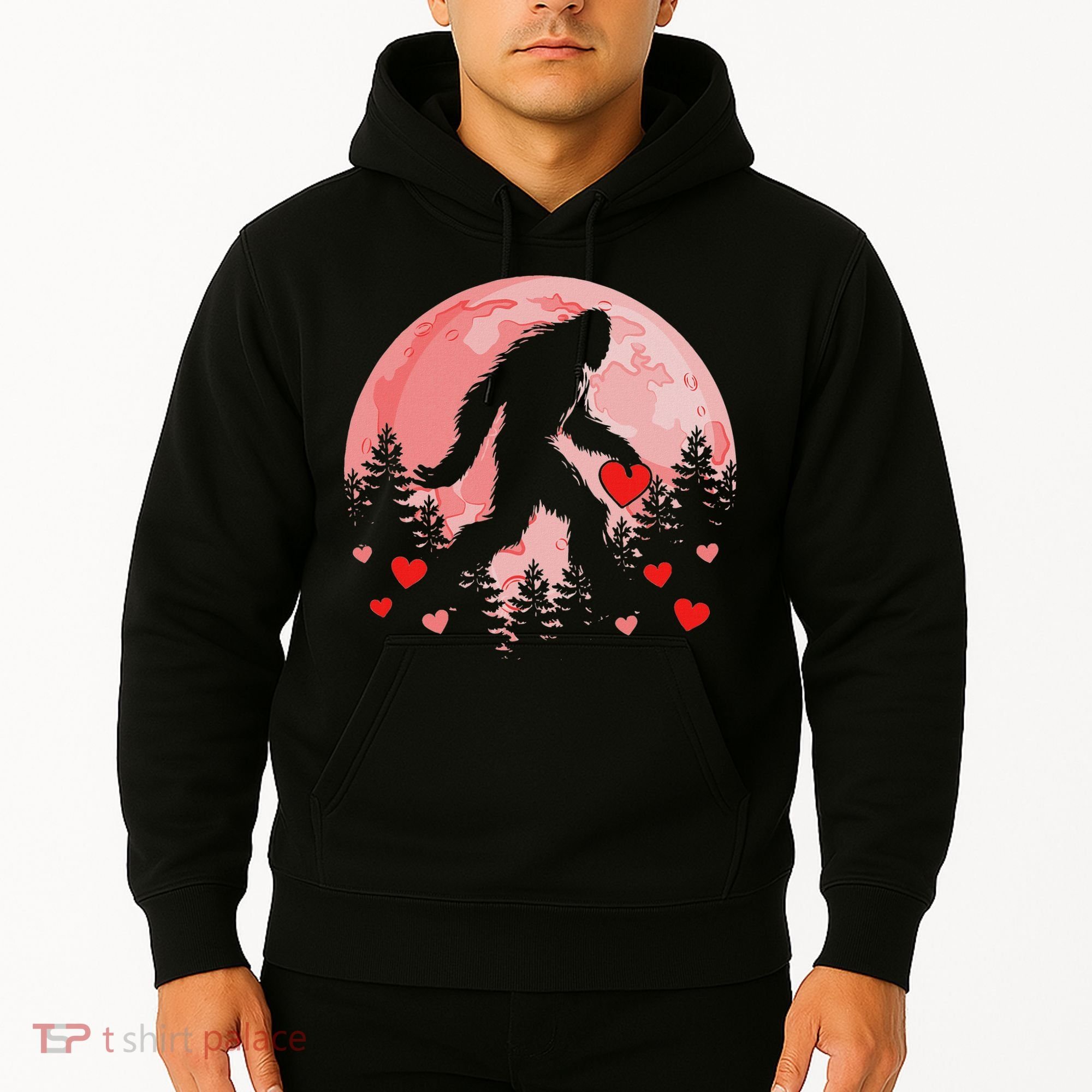 Bigfoot Heart Valentines Day Hoodie