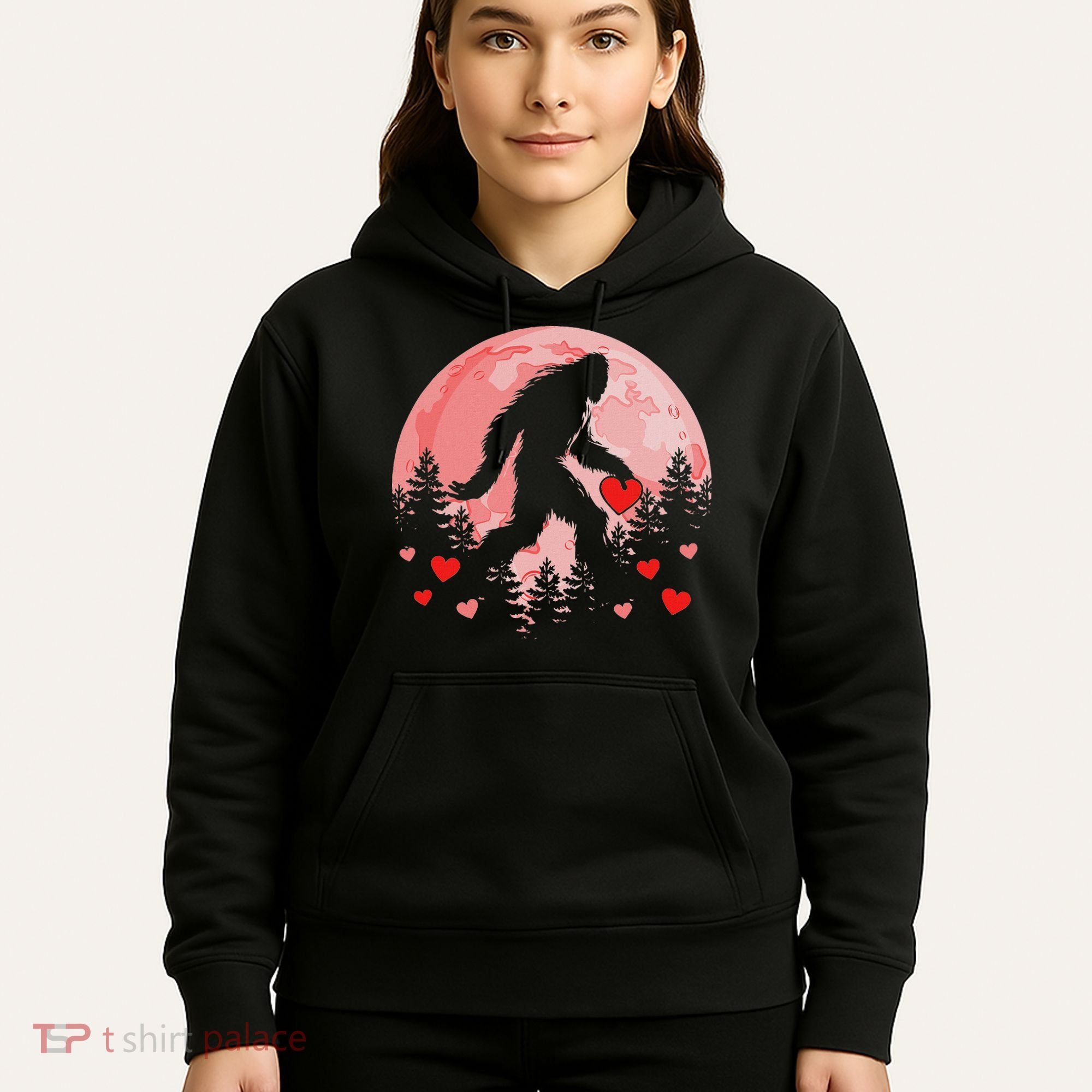 Bigfoot Heart Valentines Day Hoodie