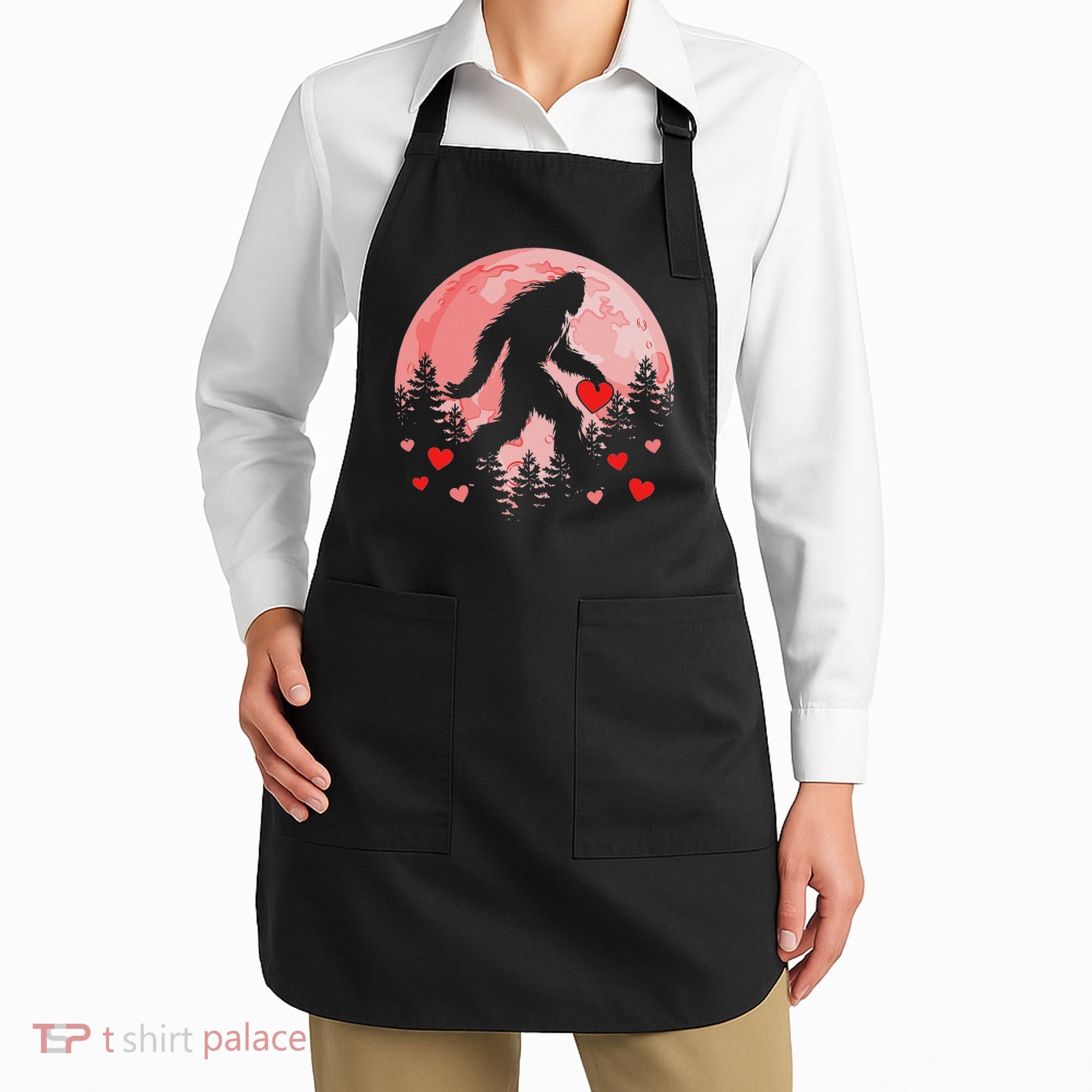 Bigfoot Heart Valentines Day Apron