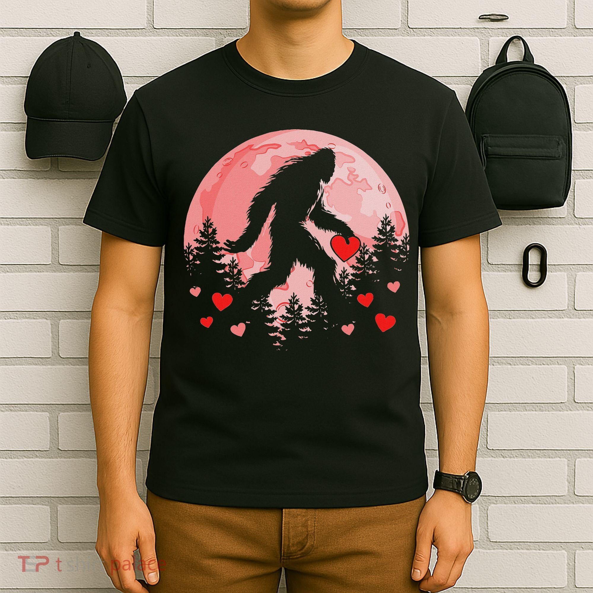 Bigfoot Heart Valentines Day T-Shirt