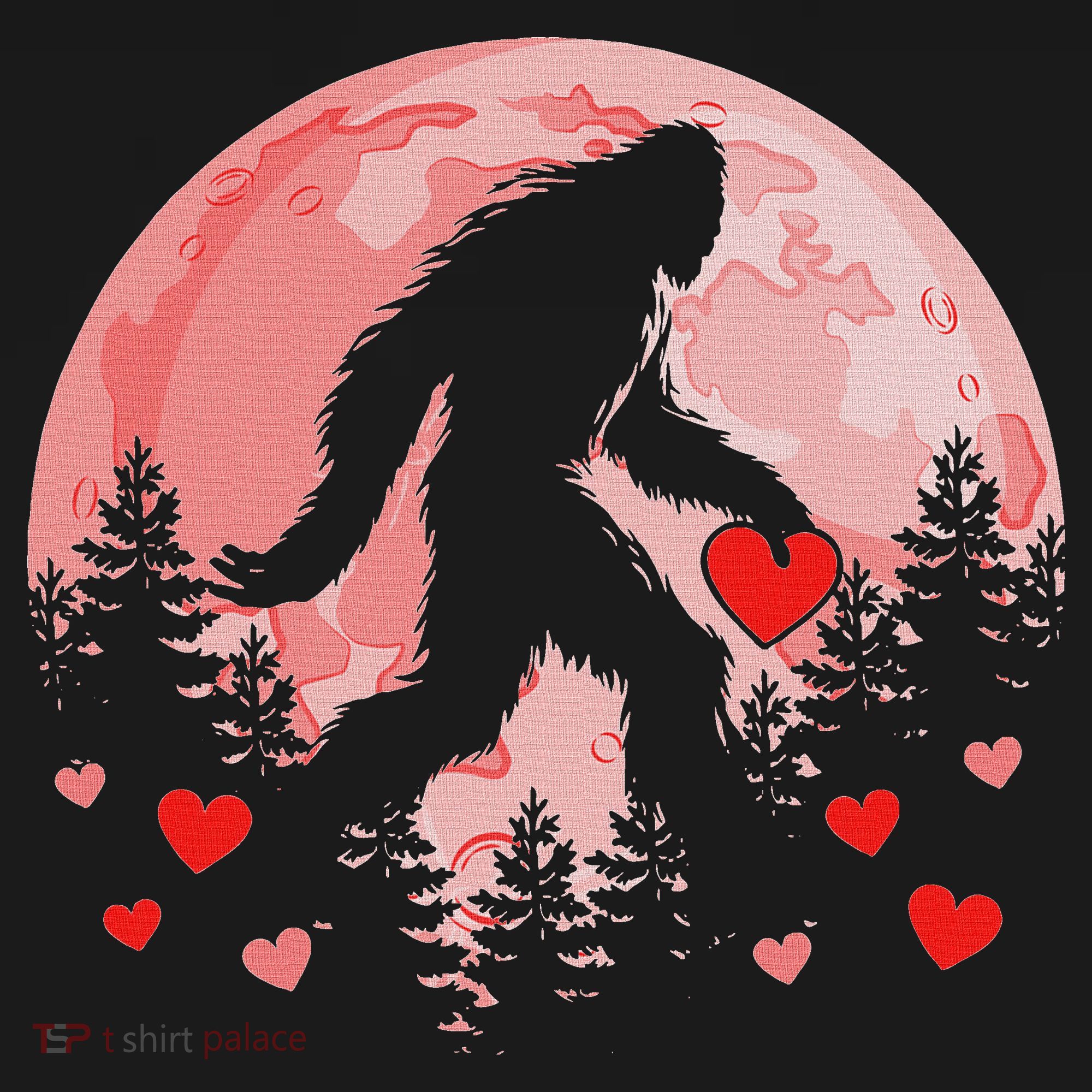 Bigfoot Heart Valentines Day T-Shirt
