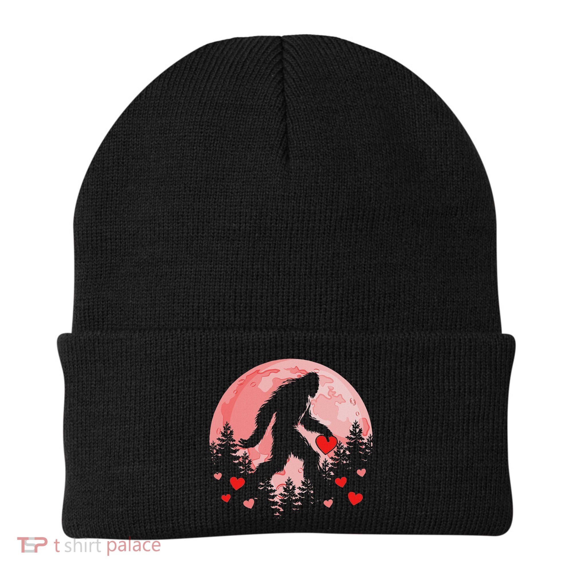 Bigfoot Heart Valentines Day Beanie