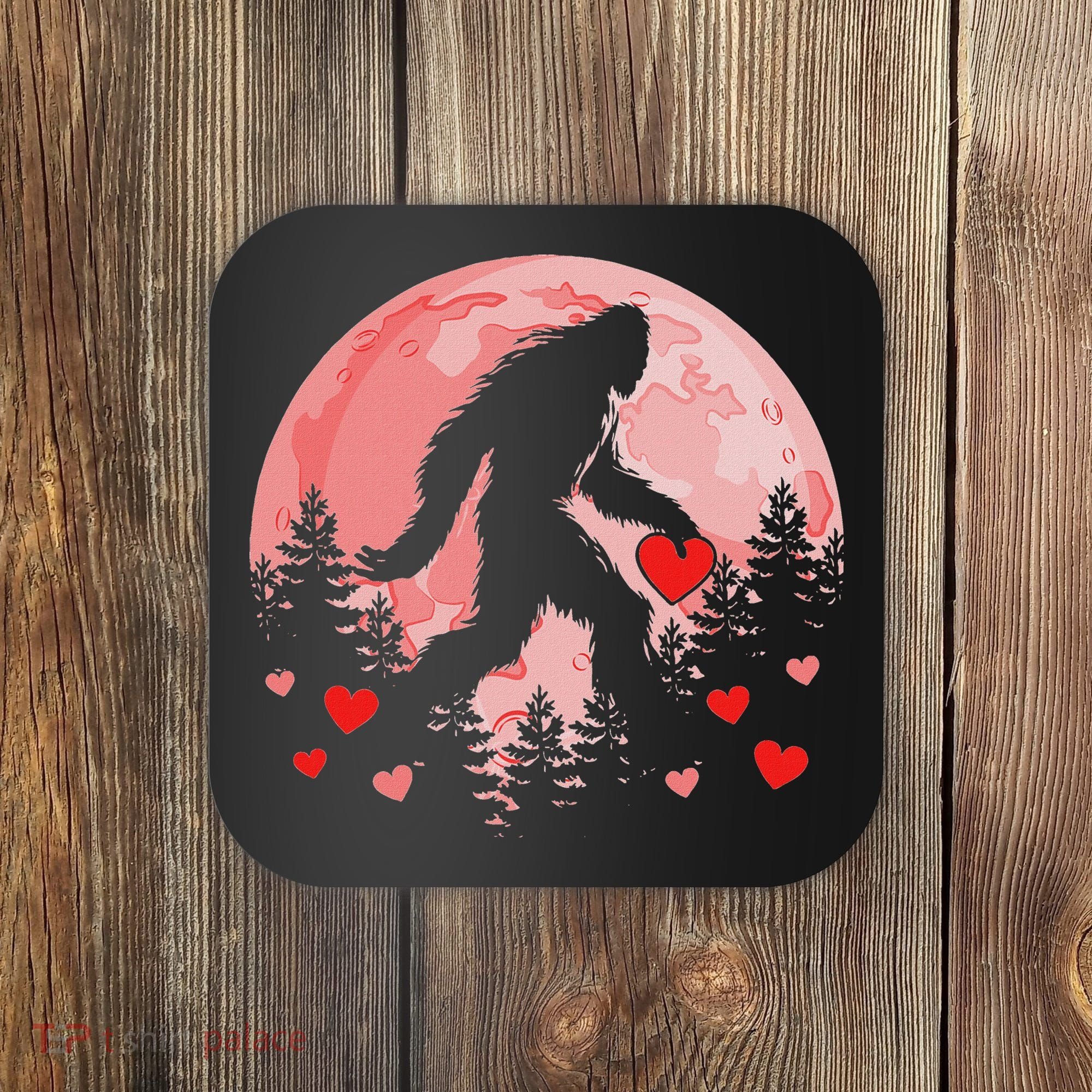 Bigfoot Heart Valentines Day Coaster