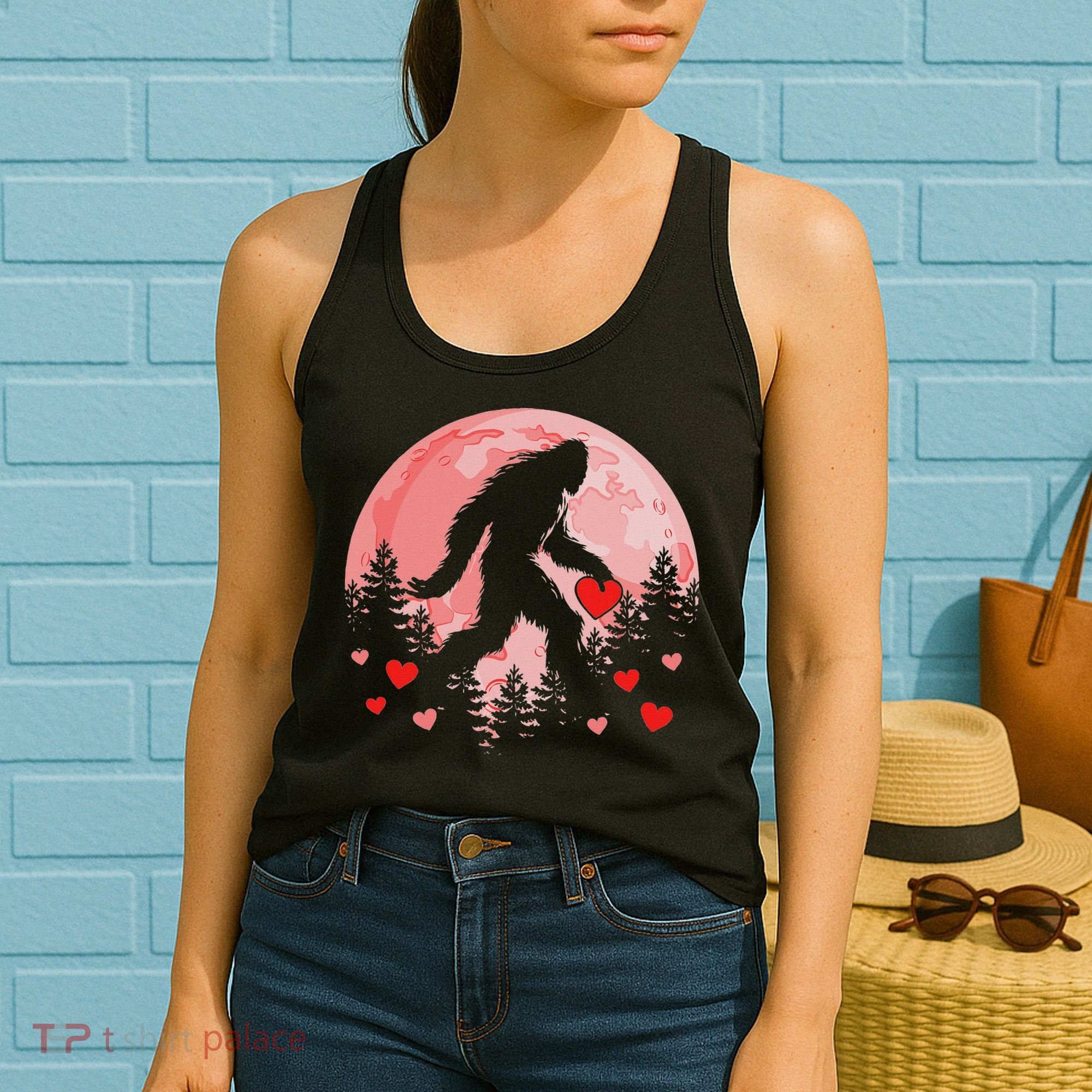 Bigfoot Heart Valentines Day Women's Tank Top