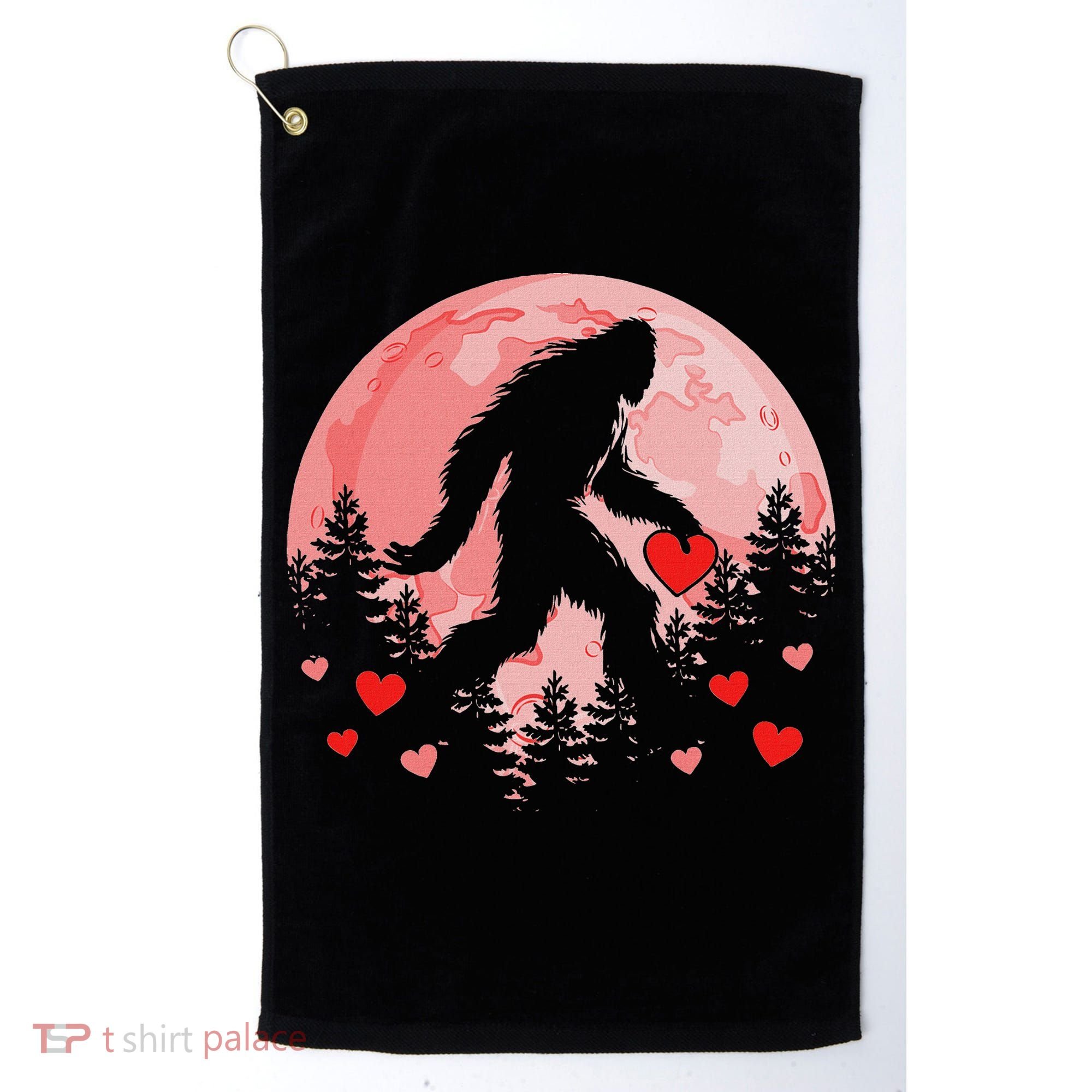 Bigfoot Heart Valentines Day Golf Towel