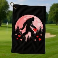 Bigfoot Heart Valentines Day Golf Towel thumb 1