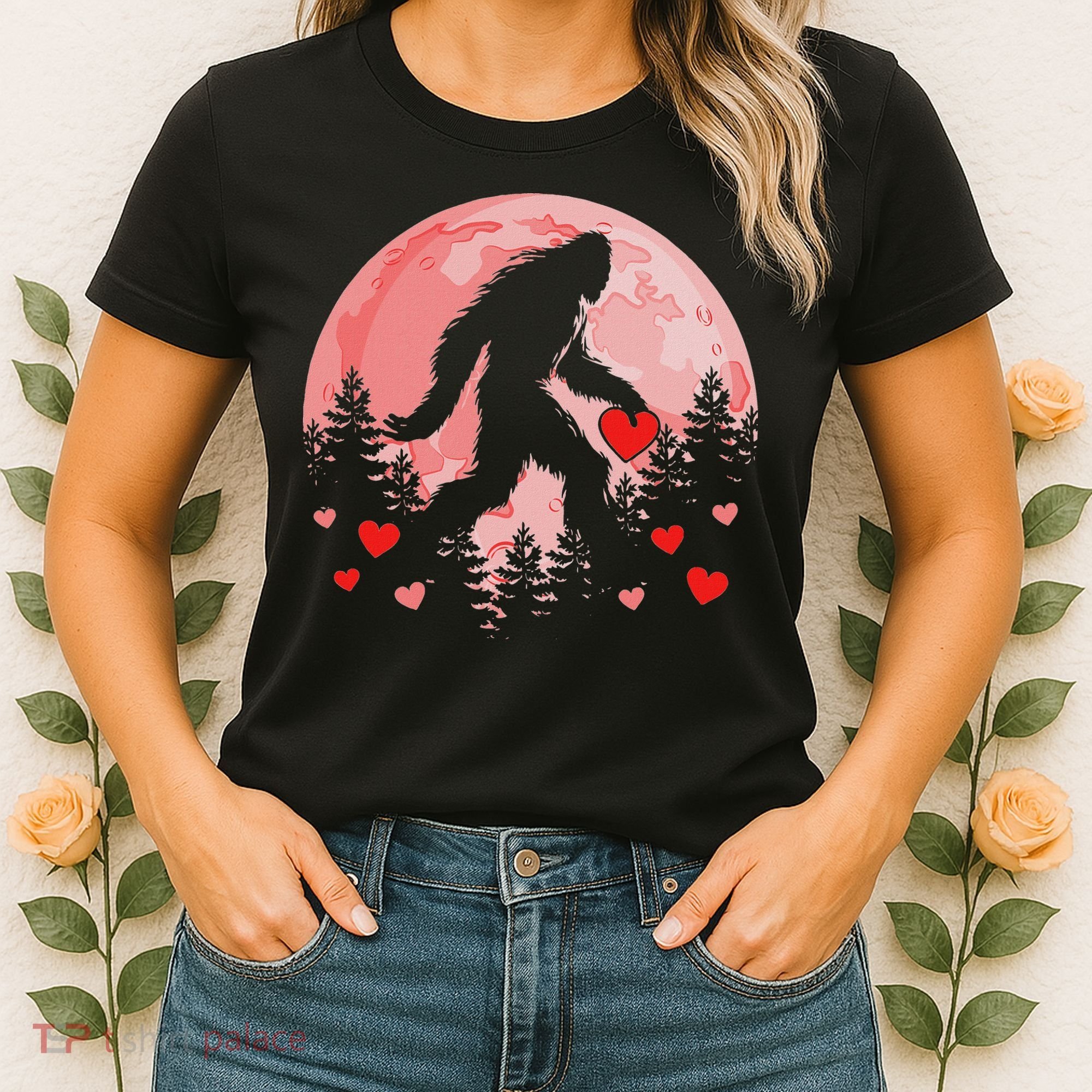 Bigfoot Heart Valentines Day Women's T-Shirt