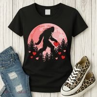 Bigfoot Heart Valentines Day Women's T-Shirt thumb 3