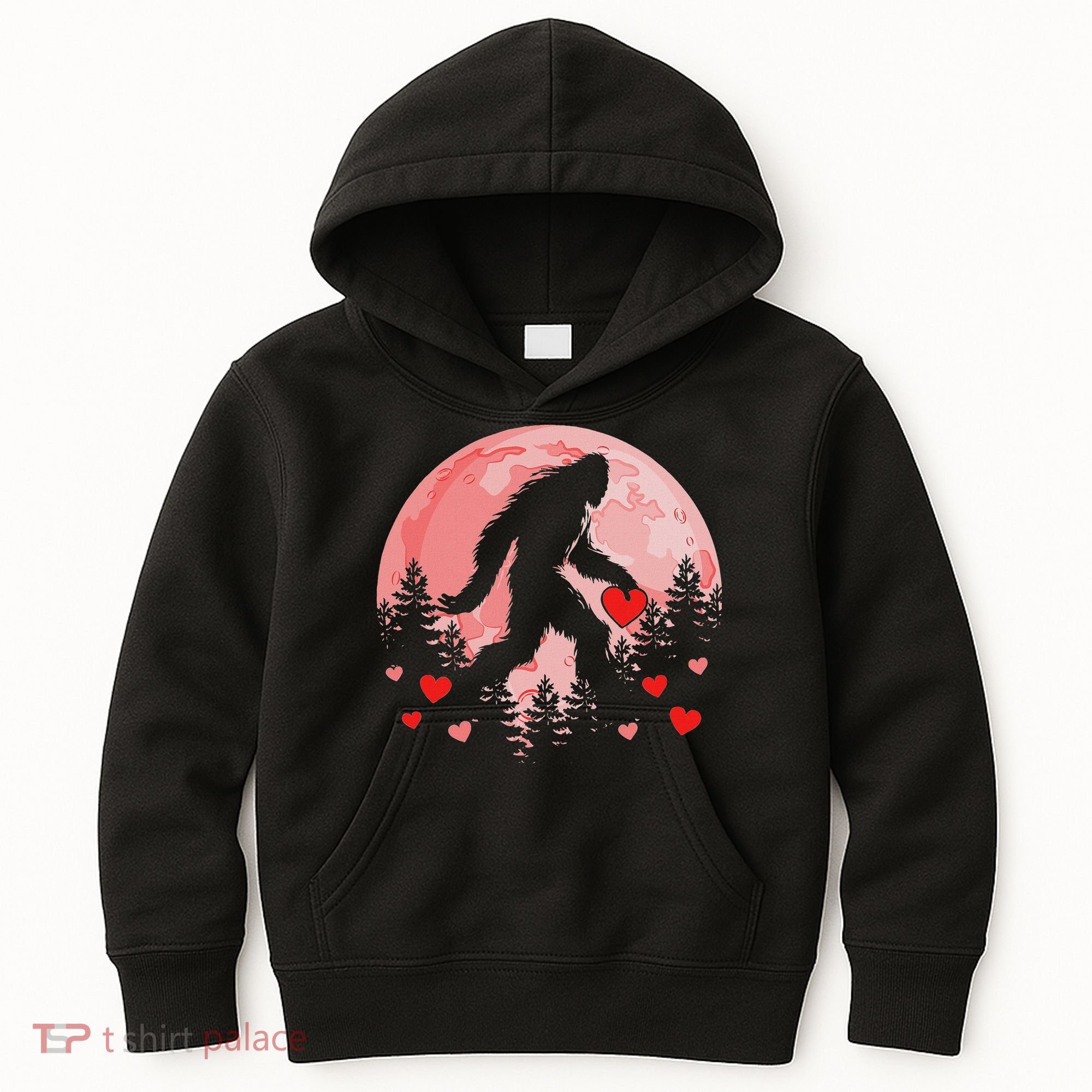 Bigfoot Heart Valentines Day Kids Hoodie