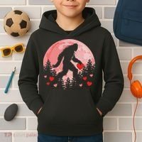 Bigfoot Heart Valentines Day Kids Hoodie thumb 2
