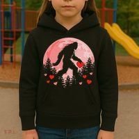 Bigfoot Heart Valentines Day Kids Hoodie thumb 3