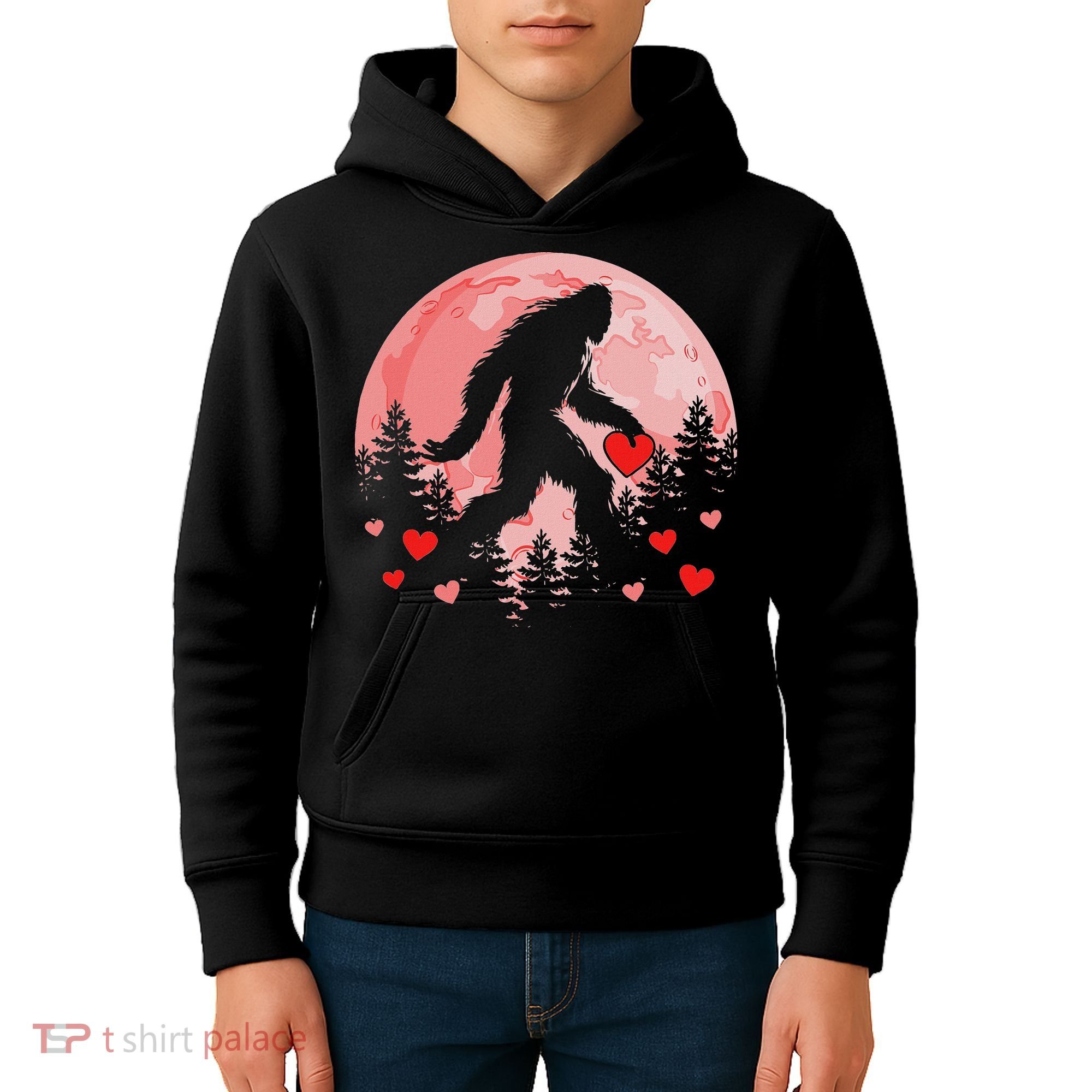 Bigfoot Heart Valentines Day Kids Hoodie