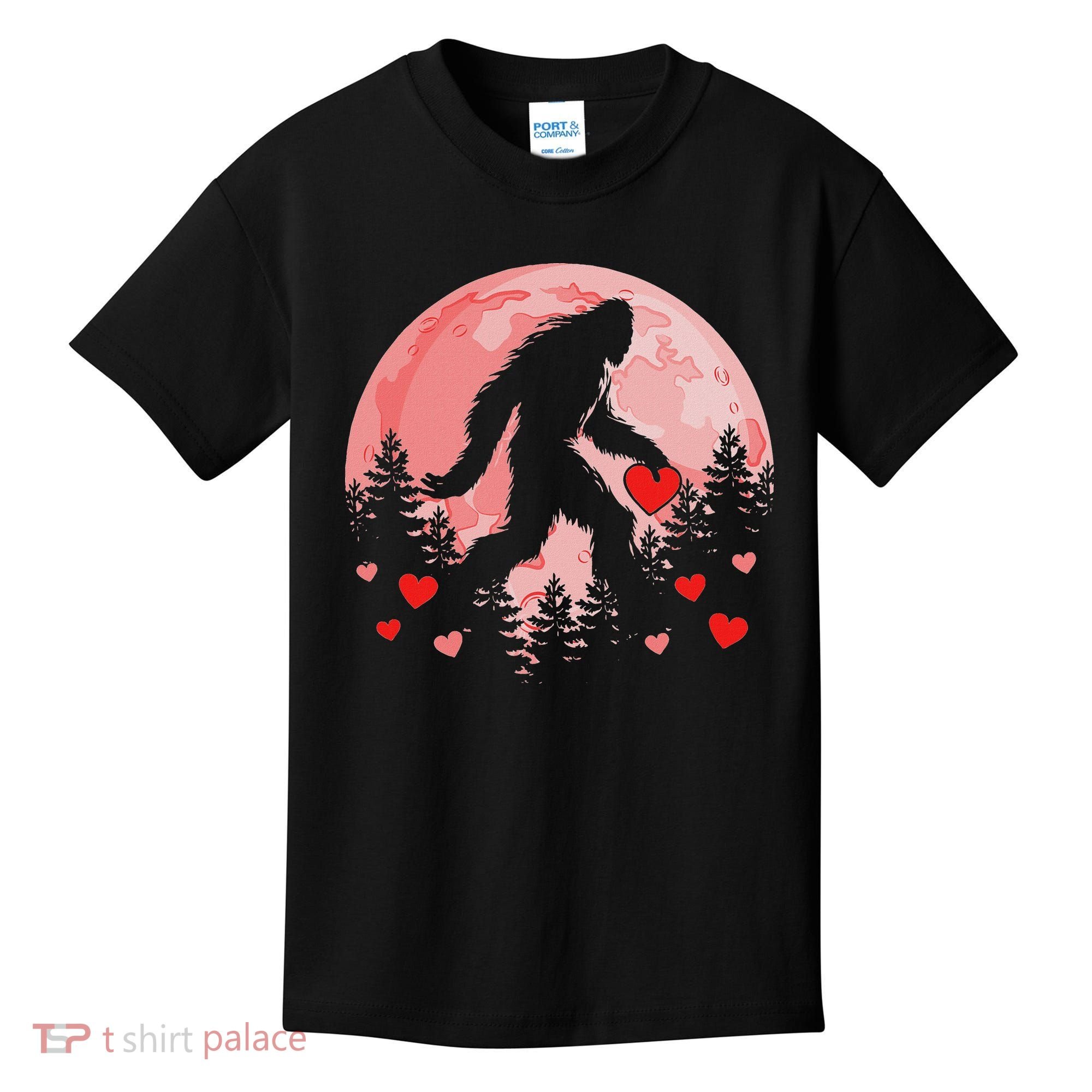 Bigfoot Heart Valentines Day Kids T-Shirt