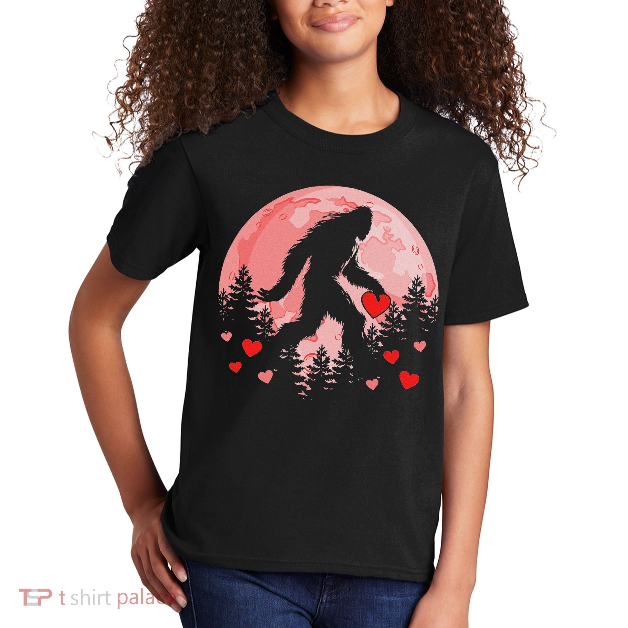 Bigfoot Heart Valentines Day Kids T-Shirt
