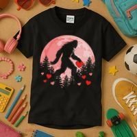 Bigfoot Heart Valentines Day Kids T-Shirt thumb 3