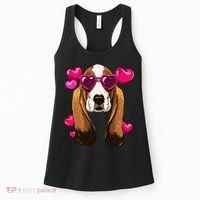 Basset Hound Valentines Day Heart Basset Hound Dog Lover Women's Tank Top thumb 0