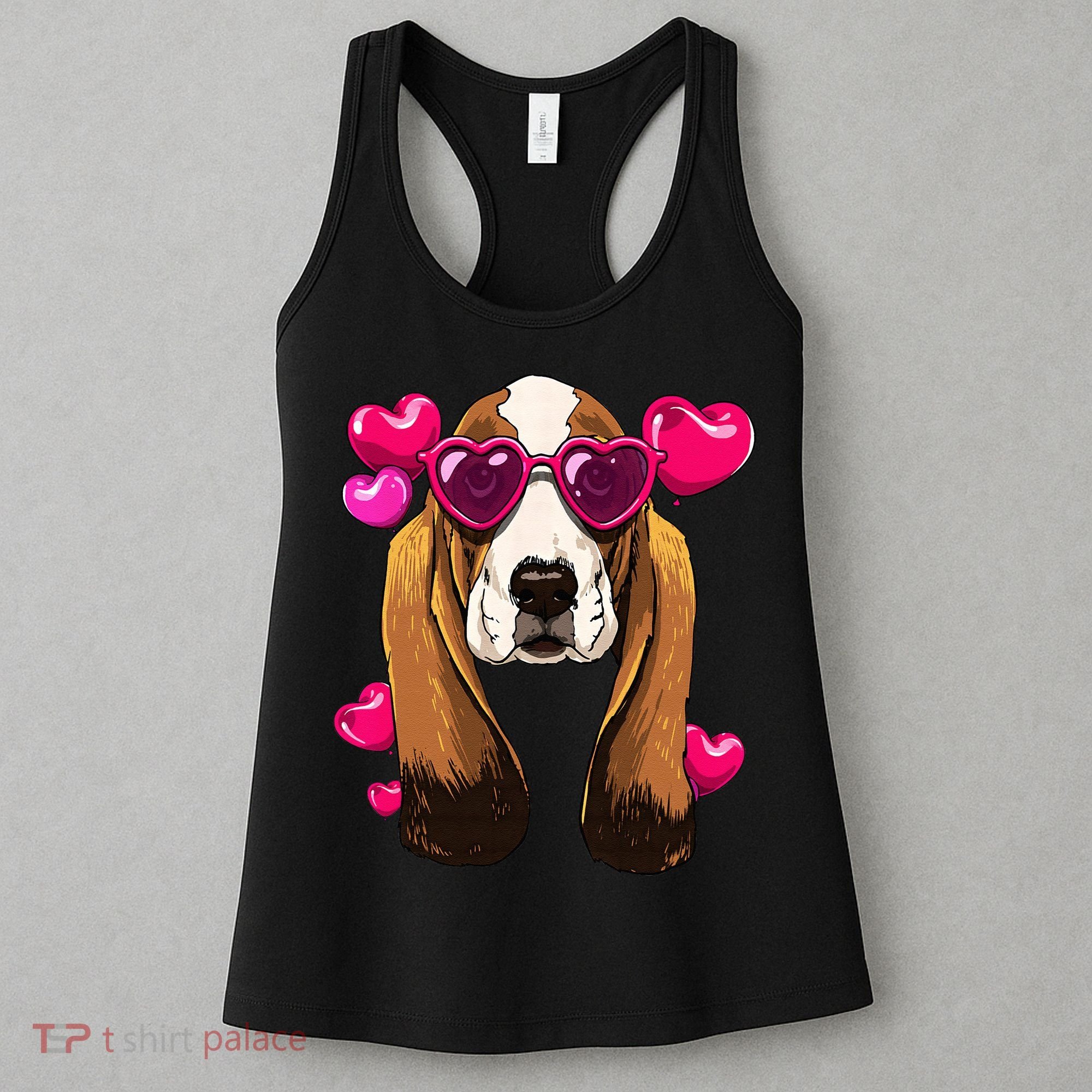 Basset Hound Valentines Day Heart Basset Hound Dog Lover Women's Tank Top