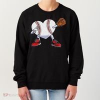 Baseball Heart Valentines Day Dabbing Baseball Catcher Women's Sweatshirt thumb 0