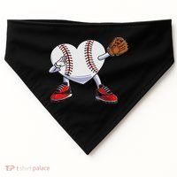 Baseball Heart Valentines Day Dabbing Baseball Catcher USA-Made Doggie Bandana thumb 0