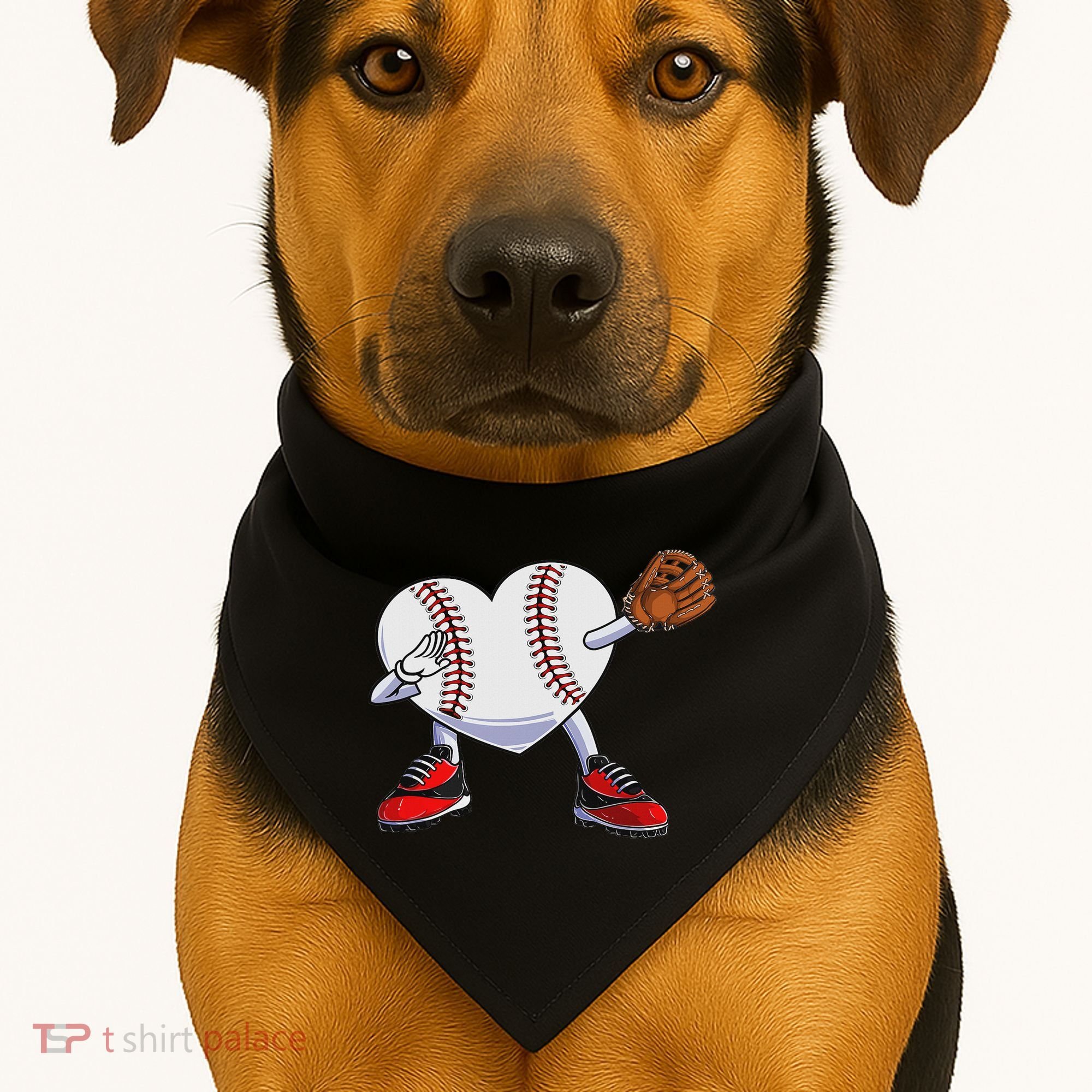 Baseball Heart Valentines Day Dabbing Baseball Catcher USA-Made Doggie Bandana