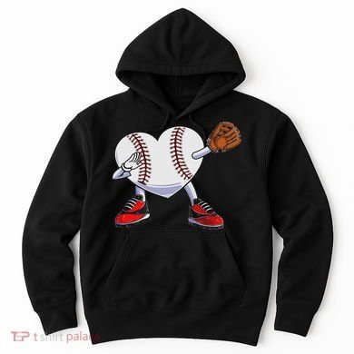 Baseball Heart Valentines Day Dabbing Baseball Catcher Hoodie