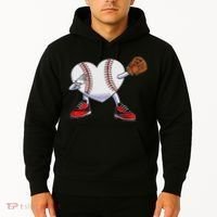 Baseball Heart Valentines Day Dabbing Baseball Catcher Hoodie thumb 2