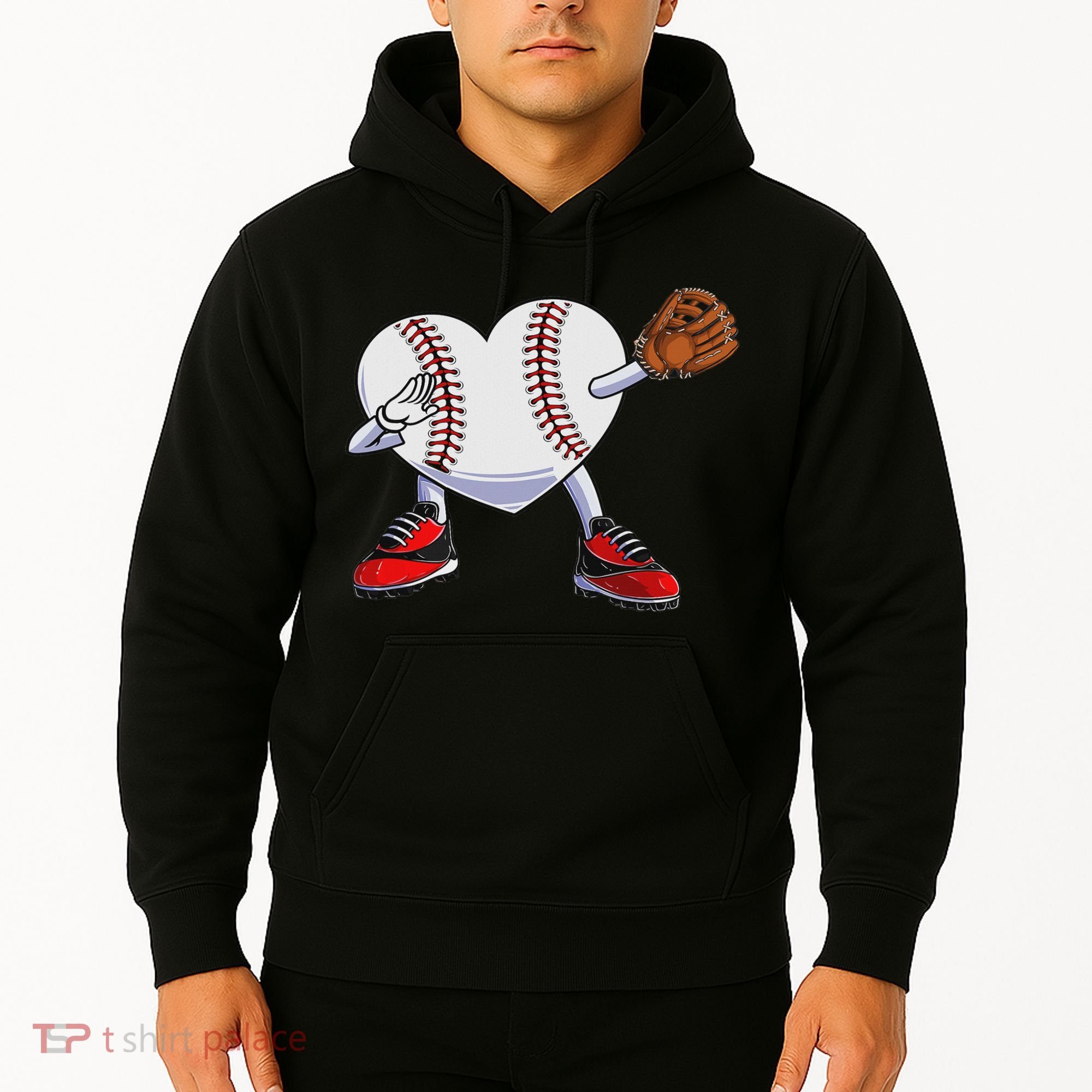Baseball Heart Valentines Day Dabbing Baseball Catcher Hoodie