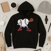 Baseball Heart Valentines Day Dabbing Baseball Catcher Hoodie thumb 3