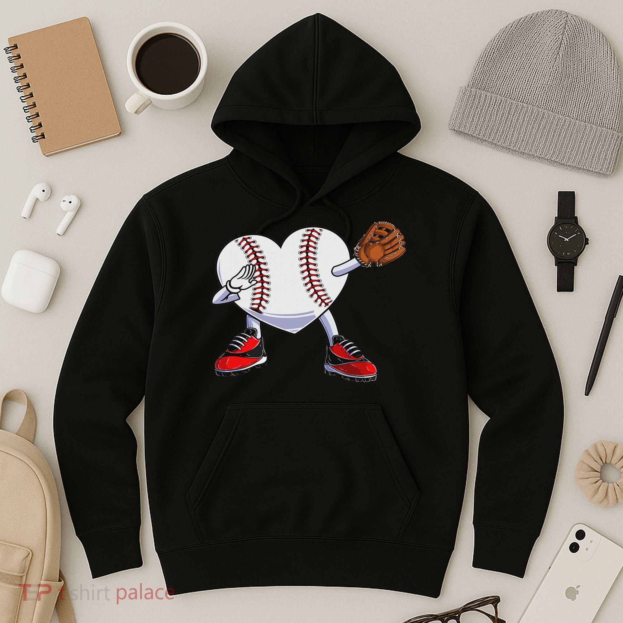 Baseball Heart Valentines Day Dabbing Baseball Catcher Hoodie