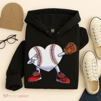 Baseball Heart Valentines Day Dabbing Baseball Catcher Hoodie thumb 4