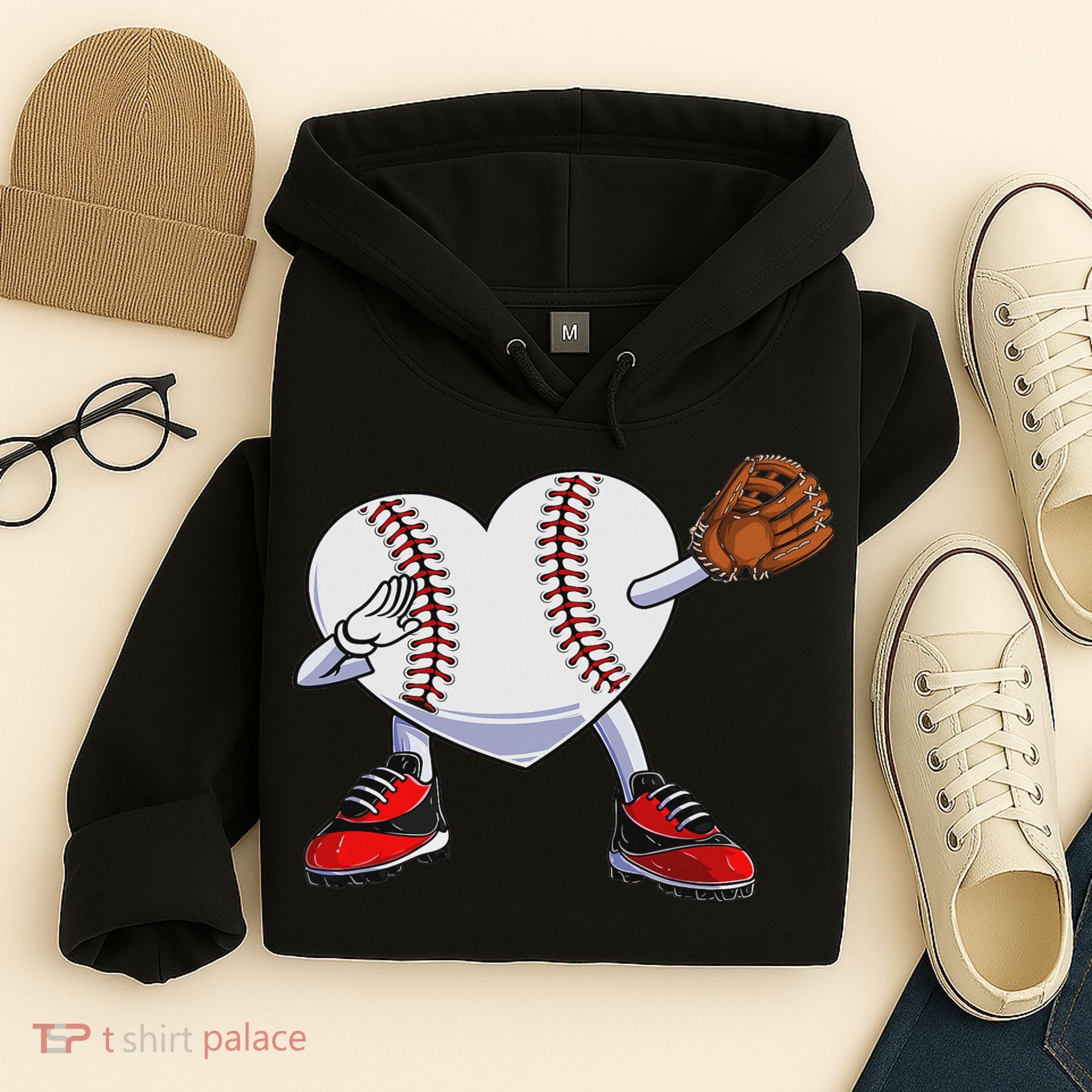 Baseball Heart Valentines Day Dabbing Baseball Catcher Hoodie